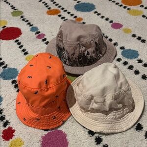 Kids' Orange, Beige, and Tan Bucket Hat Set